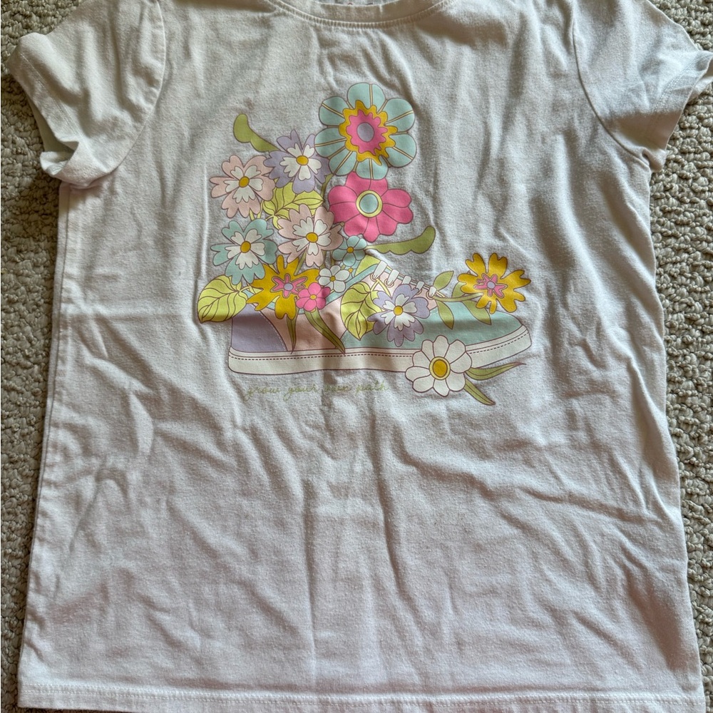 Cat & Jack Floral Sneaker Graphic Tee - Pink and Green